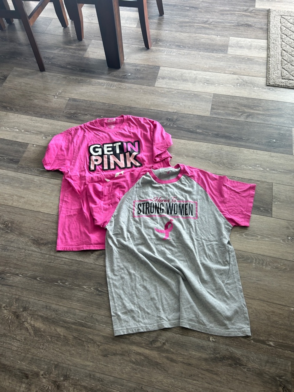 Get In Pink & Strong Women Graphic Tees - Pink/Grey